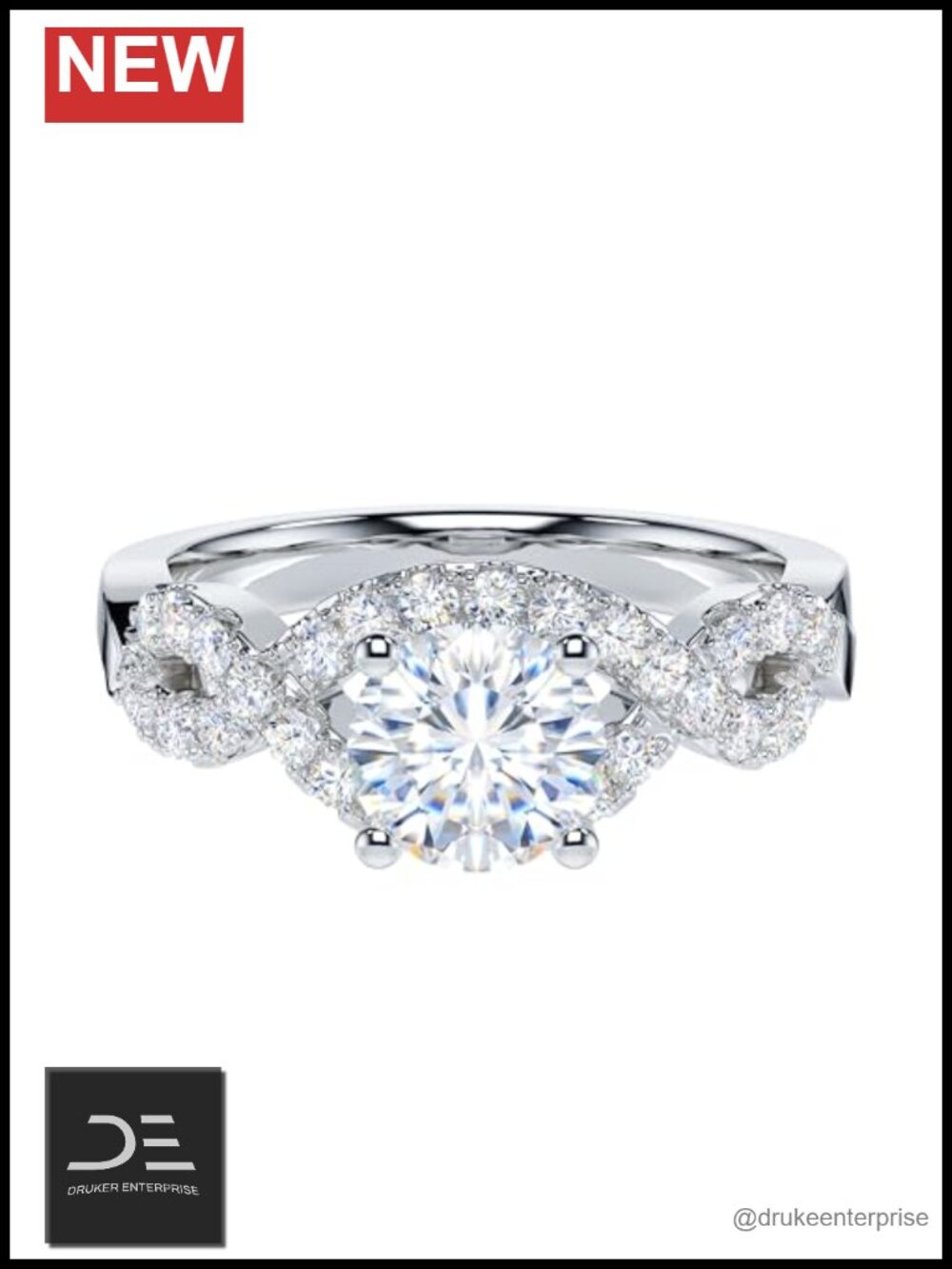 1CT Genuine Moissanite Vintage Infinity Twisted Vine Engagement Ring Halo 925
